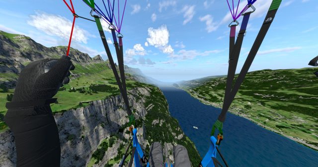 Pilot's view over a river valley